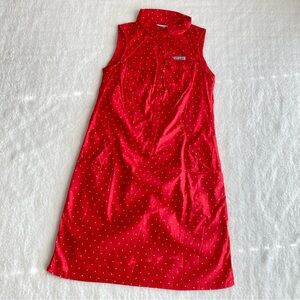 Columbia Women’s PFG Bonehead Sleeveless Shirt Dress, Red Swiss Dot, Size S